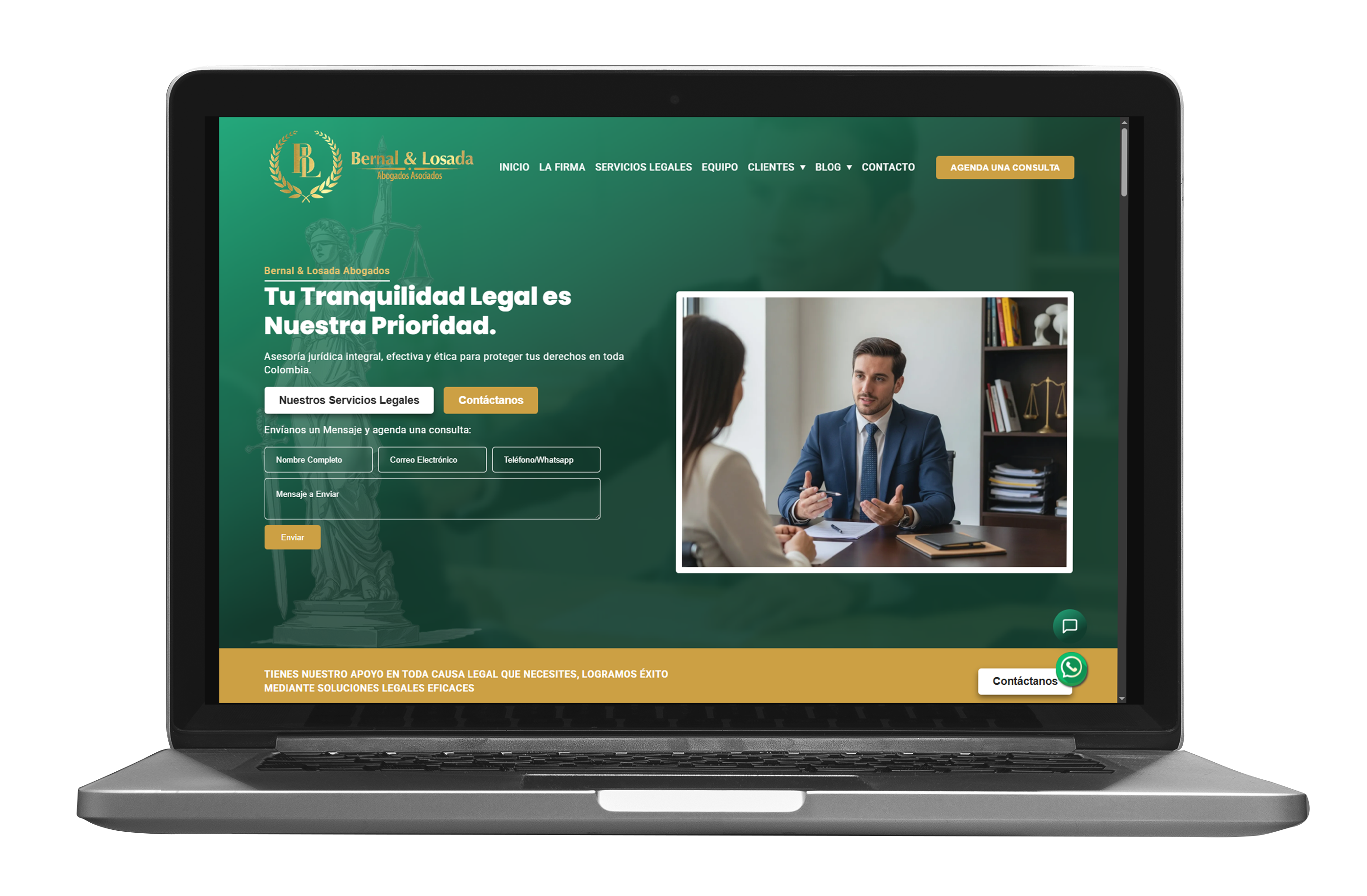Bernal y Losada Abogados website